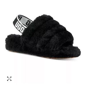 Black Ugg Fluff Yeah Slide Slippers